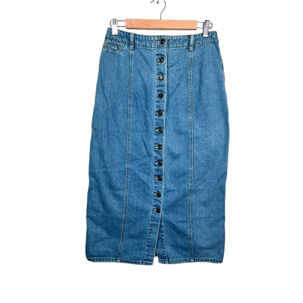 VTG Dockers Y2K 90s buttone maxi denim skirt sz 12P